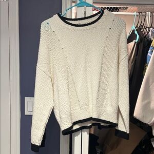 Lou & Grey Cream and Black Crew Neck Sweater